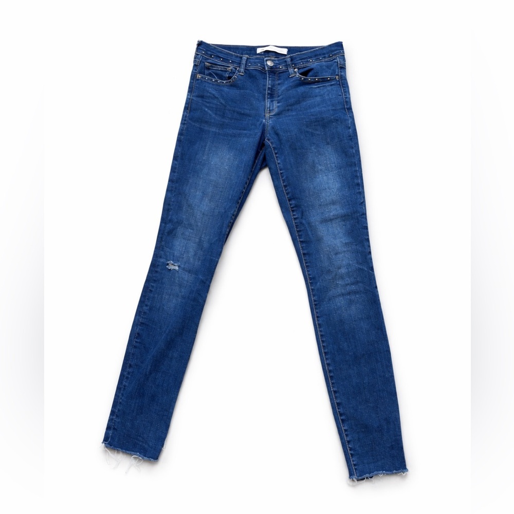 Gap 1969 True Skinny Ankle Jeans Raw Hem Grommet Studs Size 28